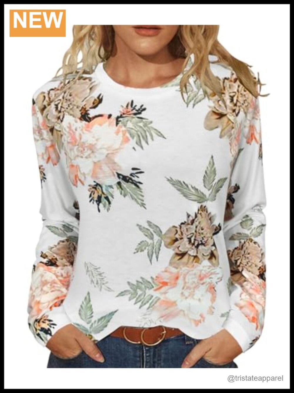 Womens Tunic Blouse Long Sleeve Loose Fit Floral Print Casual Top